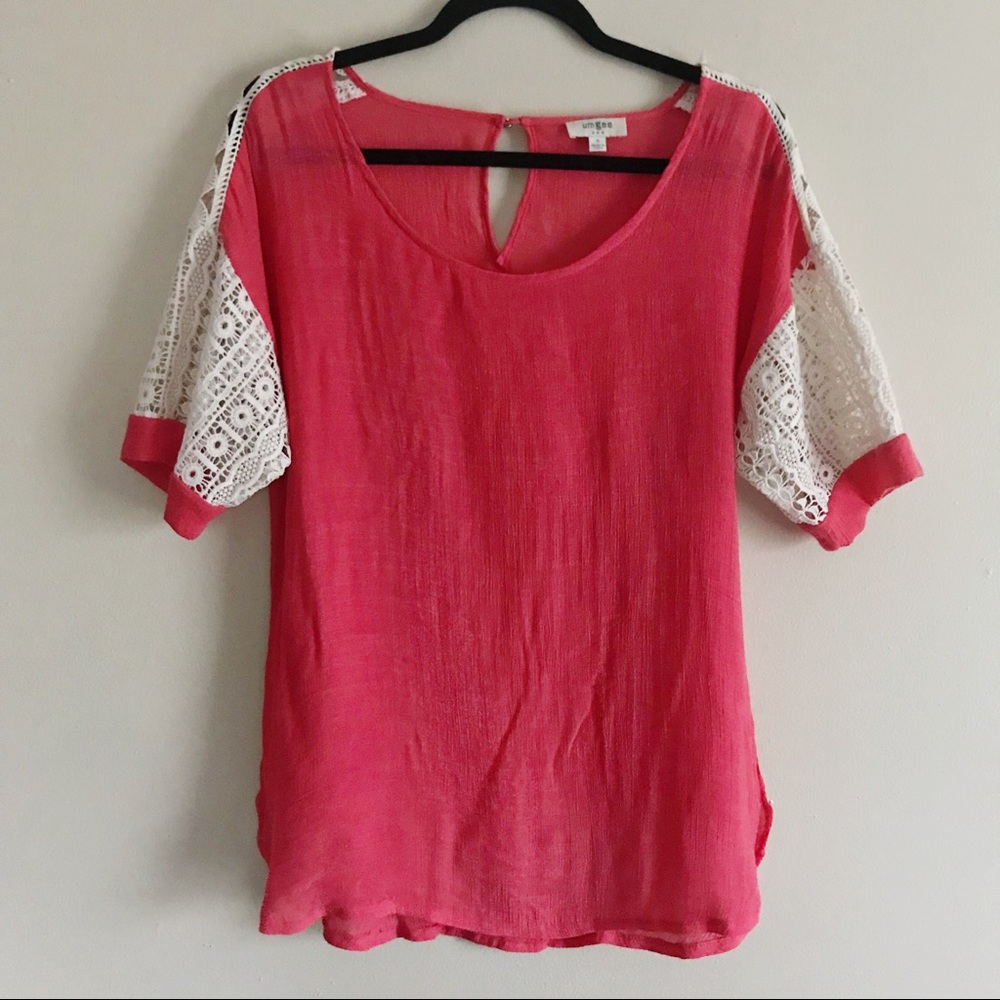 Umgee Small Pink Boise with Embroidered Sleeves